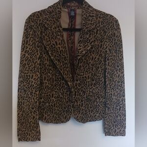 Kikit Jeans Blazer Corduroy Cheetah Women’s Jacket Size Small